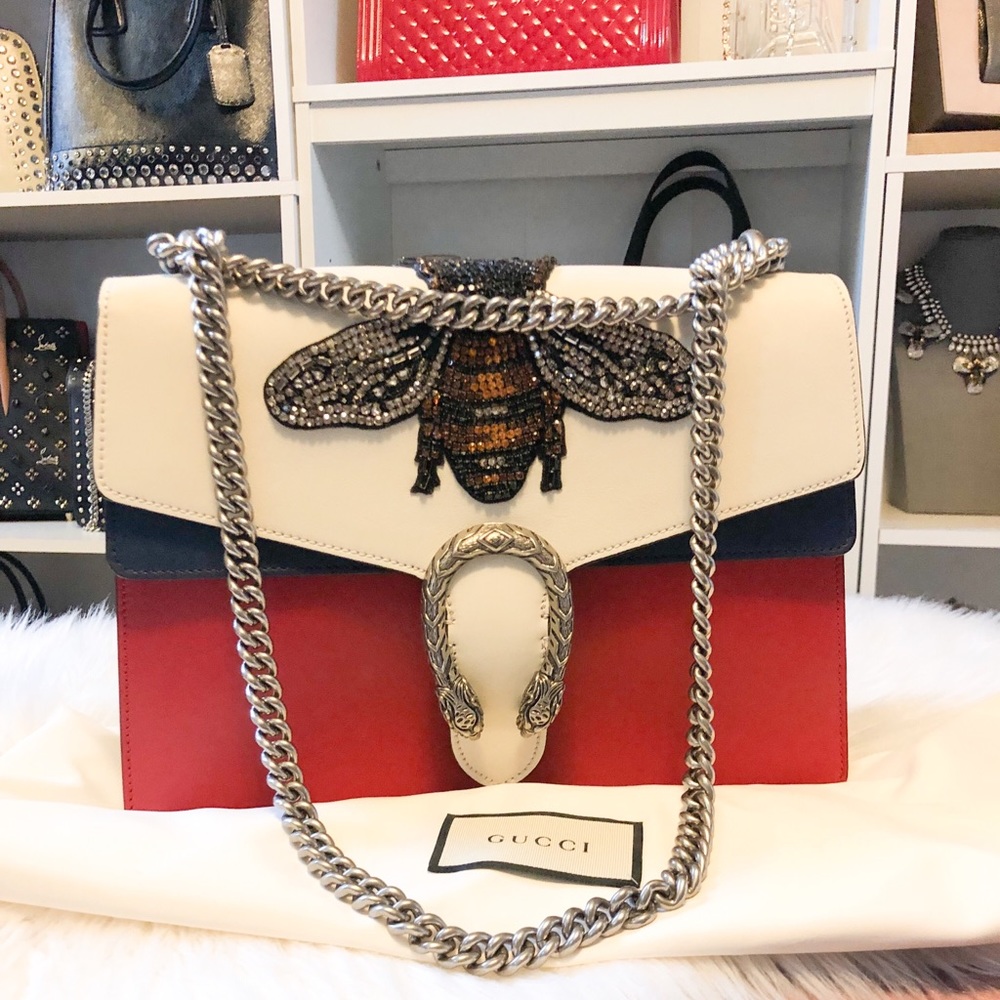 Gucci Crystal Bee Embellished Dionysus Chain Bag